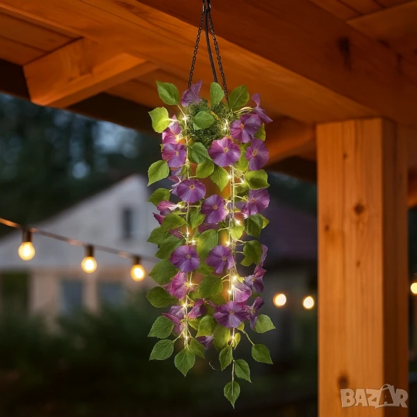 Соларна висяща саксия с LED осветление Living & Garden 🌼, снимка 1