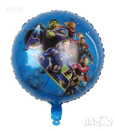  MARVEL Avengers Отмъстителите герои син кръгъл фолио фолиев балон хелий или въздух рожден ден , снимка 1