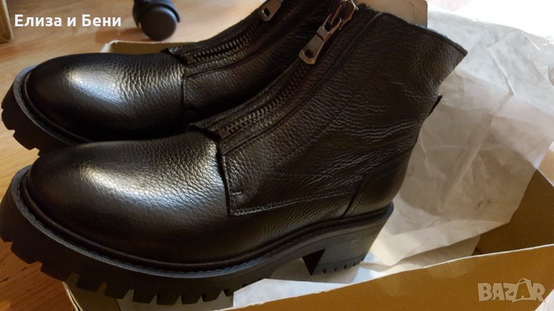 Нови естествена кожа боти кубинки About You, снимка 1