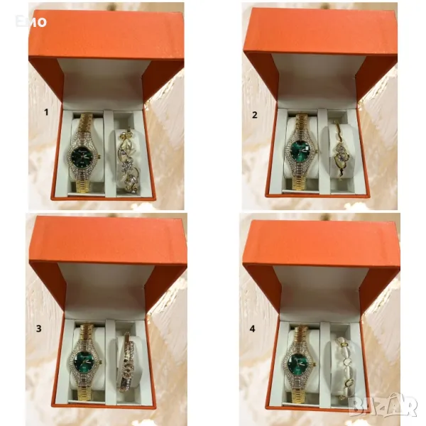 Подаръчен комплект часовник и гривна с кристали, снимка 1