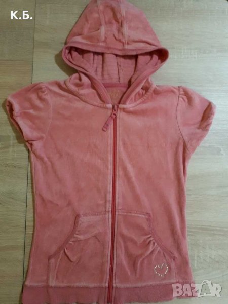 Плюшено елече с качулка/сучер 134/140, снимка 1