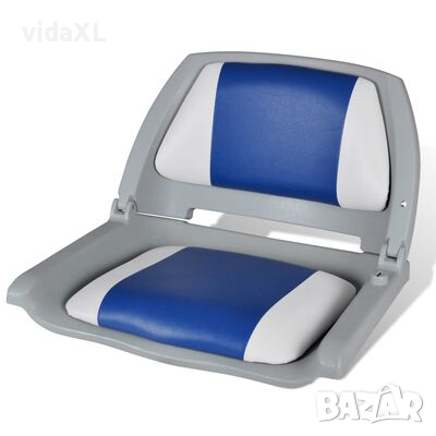 Седалка за лодка със сгъваема облегалка и синьо-бяла възглавница(sku90418, снимка 1