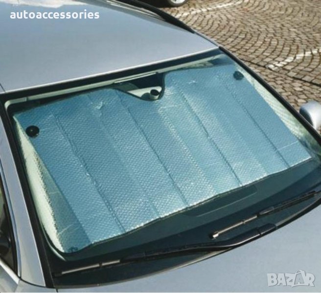 3000052514 Сенник сребърен слънцезащитен за предното стъкло - 130х60 см 01536, снимка 1