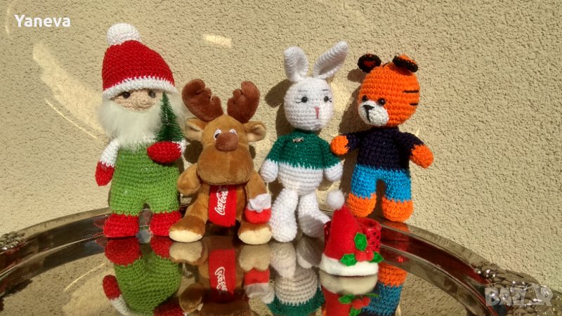 Коледни играчки, плетено джудже,тигър , заек и еленче Кока Кола. , снимка 1