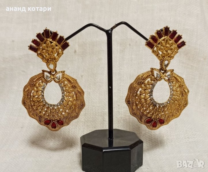 Индийски обеци с цветни камъни М16, снимка 1
