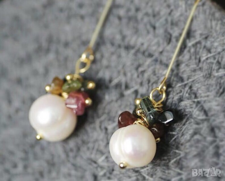 Обици с естествени перли - бутикови, снимка 1