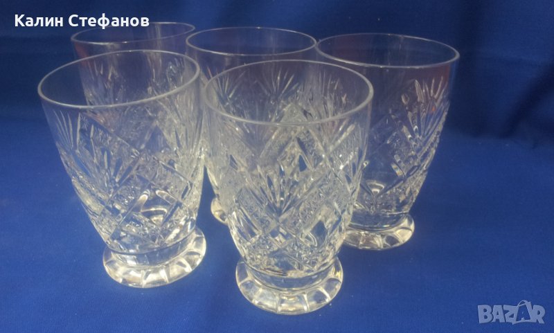 Кристални чаши за безлкохолно, гравюра, 5 бр , снимка 1
