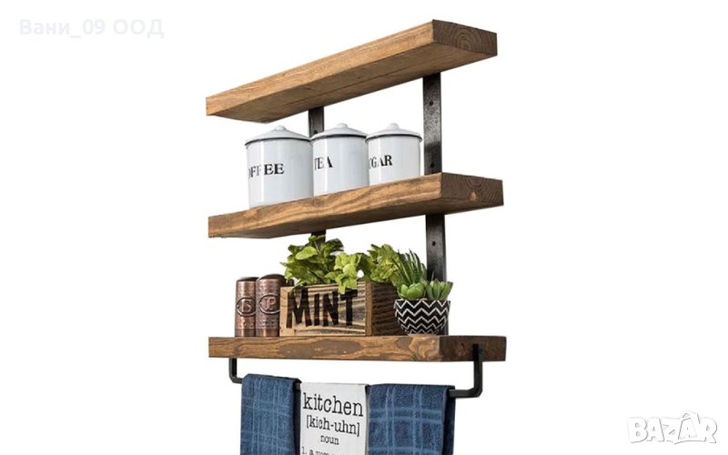 Етажерка в индустриален стил-дърво и метал, снимка 1