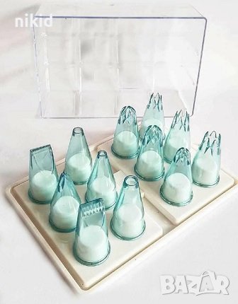 12 бр големи пластмасови накрайници накрайник за шприц пош дюза крем декор, снимка 1