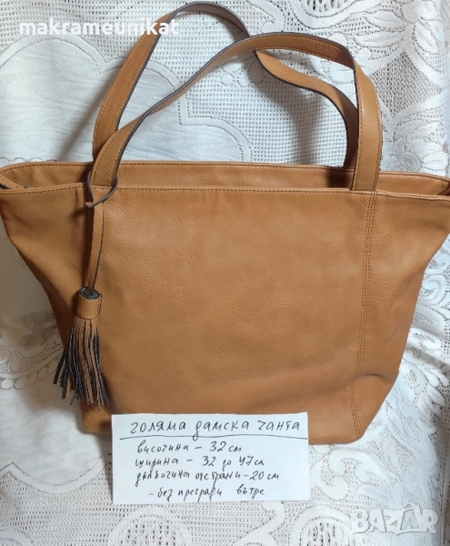 Голяма дамска чанта, кожена, нова, снимка 1