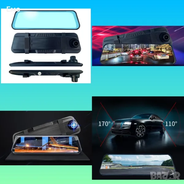 Видеорегистратор в огледало за обратно виждане за автомобил и камера за задно виждане , снимка 1