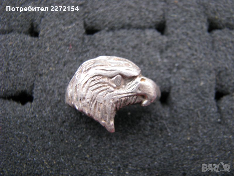 Сребърен пръстен глава Орел, снимка 1