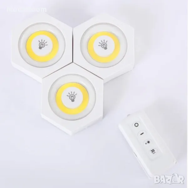 Интелигентна LED нощна лампа с дистанционно управление и сензор за движение, снимка 1