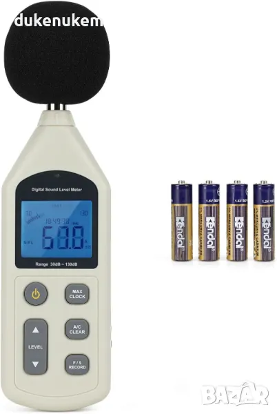 НОВ! Шумомер 30-130dB, LCD екран с осветление, USB, dBA, dBC, снимка 1