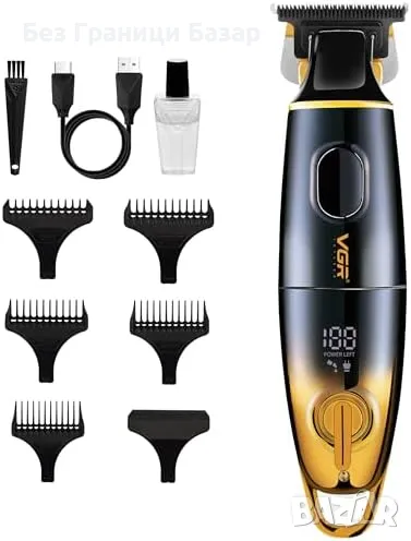 Нов мъжки VGR Тример за брада и коса Безжичен, 180 мин батерия, 5 приставки, снимка 1