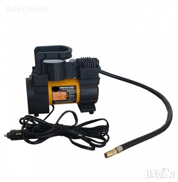 Комперсор с манометър за гуми, 12V, 100PSI, 30л/ мин., снимка 1