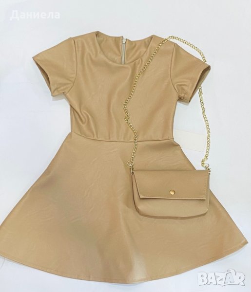 Детска кожена рокля с кожена чанта , снимка 1