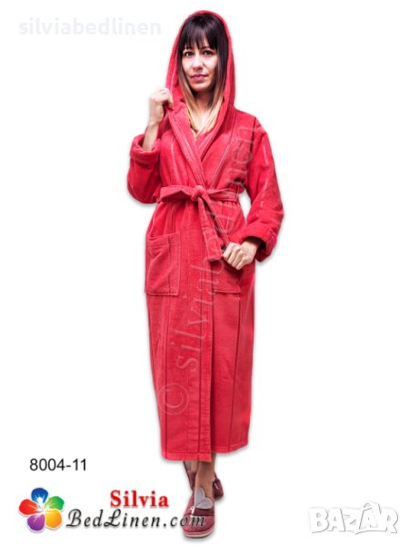 Луксозен хавлиен дамски, мъжки халат за баня с качулка Ладик, снимка 1