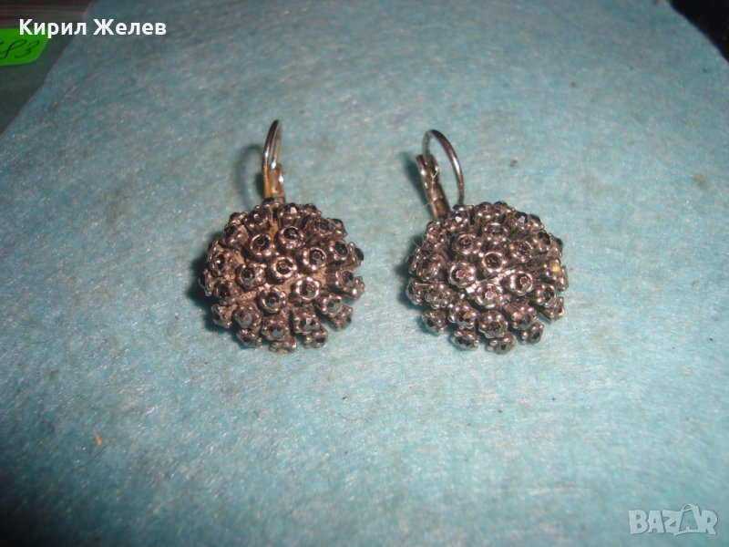 ПОСРЕБРЕНИ ФЛОРАЛНИ СКЪПОЦЕННИ АР НУВО ОБЕЦИ с МНОГО ФАСЕТИРАНИ МАРКАЗИТИ 26783, снимка 1