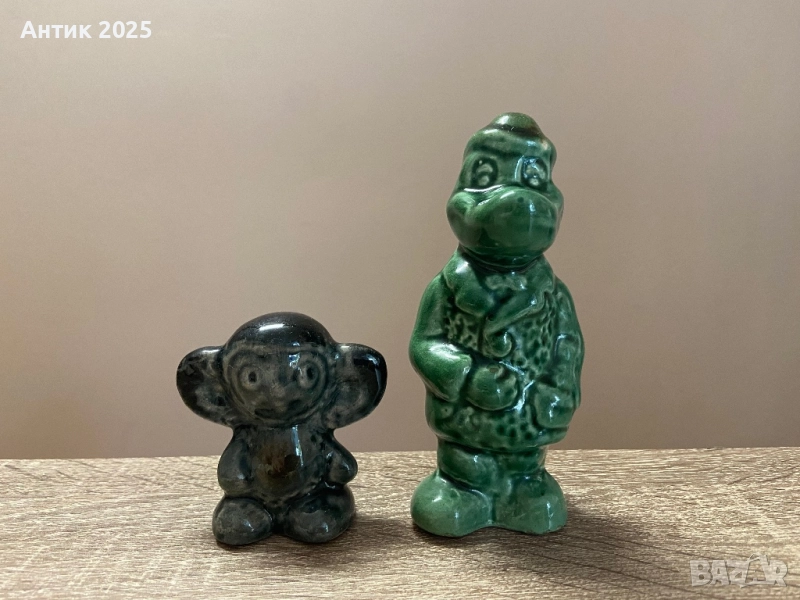 Винтидж керамични статуетки „Крокодил Гена и Чебурашка“, снимка 1