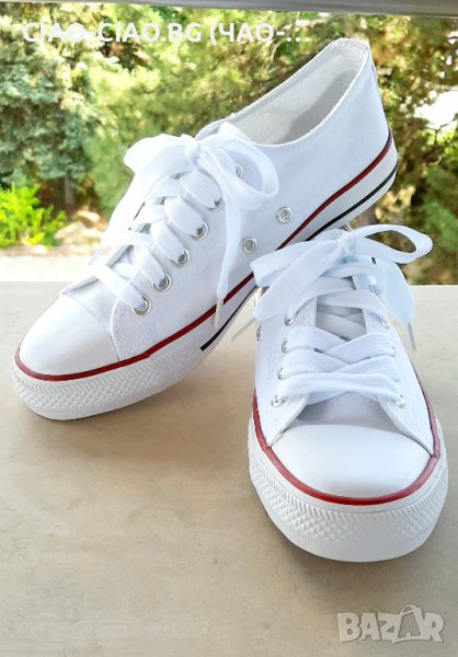 №36-40, Бели текстилни кецове, Унисекс модел, снимка 1