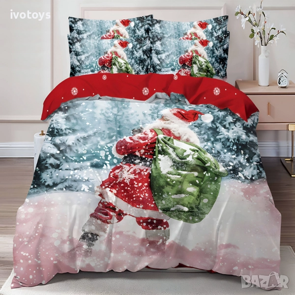 Двулицево коледно спално бельо (Реално изображение), 6 части - Модел WS17152, снимка 1