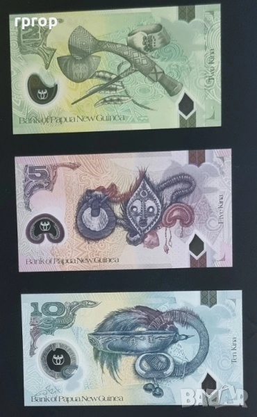 Папуа Нова Гвинея.
Австралия и Океания.
2, 5 и 10  кина .
Полимер.
UNC.
, снимка 1