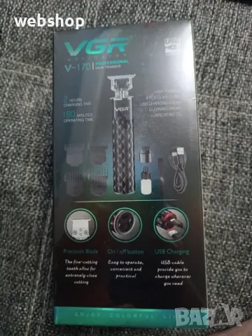 Професионална безжична машинка за подстригване на коса VGR V-170, тример за брада и мустаци, снимка 5 - Машинки за подстригване - 50440661