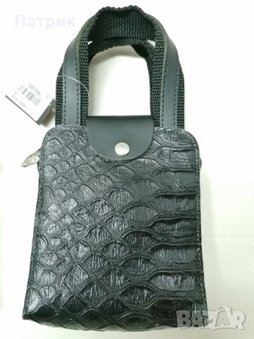 Кожена мини чанта от естествена кожа унисекс Крокодилска кожа, снимка 2 - Чанти - 31403511