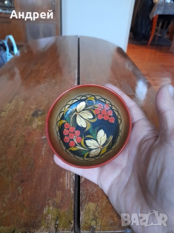 Стара дървена паница,хохлома #9, снимка 4 - Други ценни предмети - 52893262