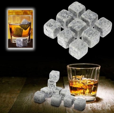 Кубчета за Изстудяване Whiskey Stones Whisky Каменни Ледчета Уиски Ракия Джин Водка Мартини Коктейли, снимка 2 - Сервизи - 37399541