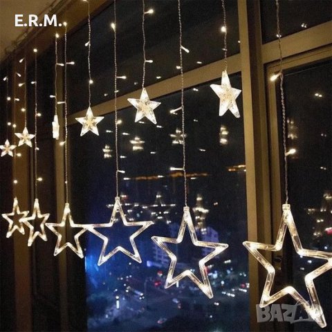 Светеща завеса светлинна верига перде осветление Коледни лампички 130 LED топло бяло, снимка 2 - Лед осветление - 39435424