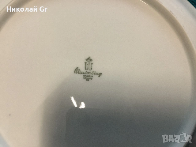 Порцеланова чиния  позлата ръчно рисувана  произведено в Германия  1950 години отличен състояние, снимка 5 - Антикварни и старинни предмети - 53197704