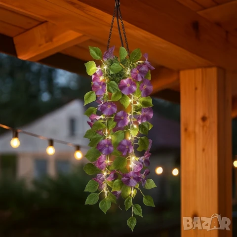 Соларна висяща саксия с LED осветление Living & Garden 🌼