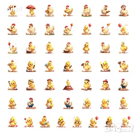 50 бр Пиле Пиленца петле самозалепващи лепенки стикери украса декор картонена торта ръчна изработка, снимка 2 - Други - 52916042