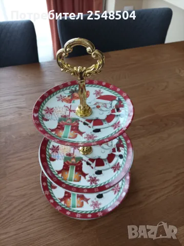 Коледно плато на 3 нива, снимка 2 - Декорация за дома - 48268355