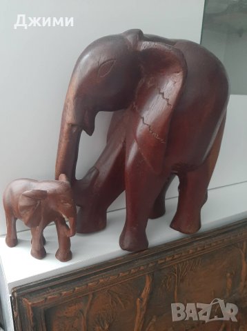 масивни слонове от тиково дърво, снимка 1 - Антикварни и старинни предмети - 38416905