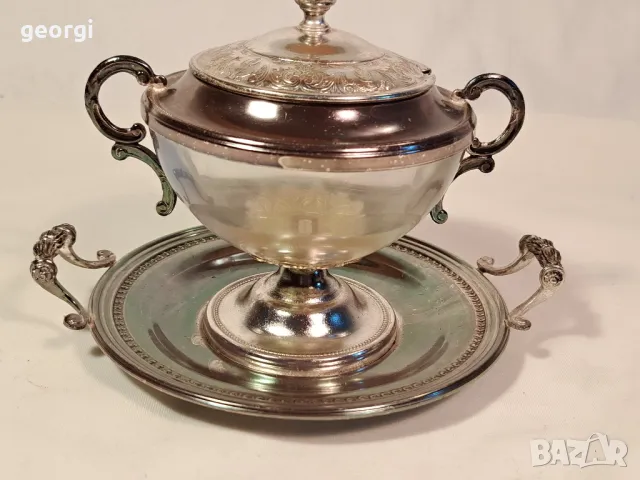 ретро посребрена захарница с поднос   7/2