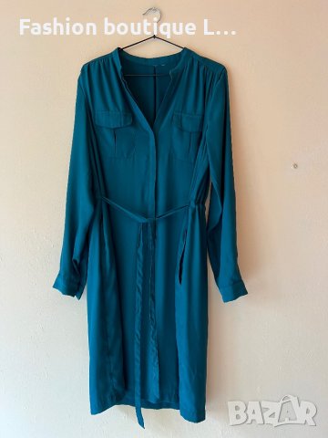 Тюркоазена рокля с коланче и златни копчета ❤️