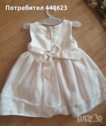 Бяла рокля за 6 - 12 месеца , снимка 3 - Бебешки рокли - 29259989