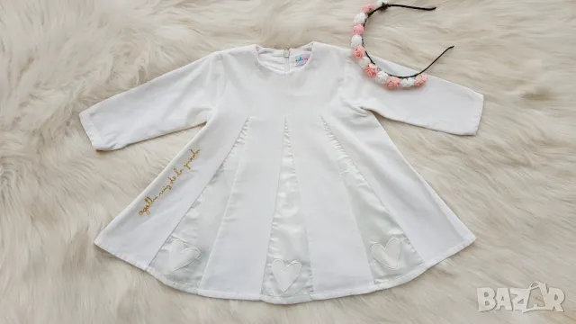 Детска бяла рокля H&M 9-12 месеца, снимка 12 - Бебешки рокли - 48372341