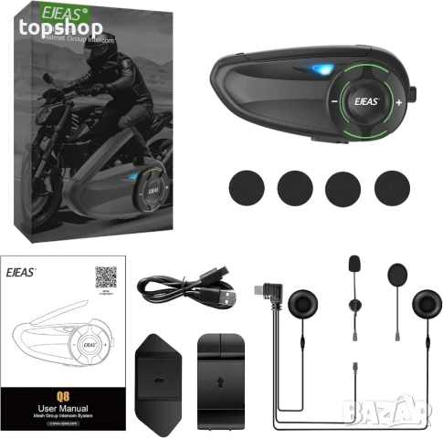 ЧИСТО НОВ, ПЕРФЕКТЕН професионален Интерком EJEAS Q8 свързване до 6 човека и обхват до 1км, снимка 9 - Аксесоари и консумативи - 50741993