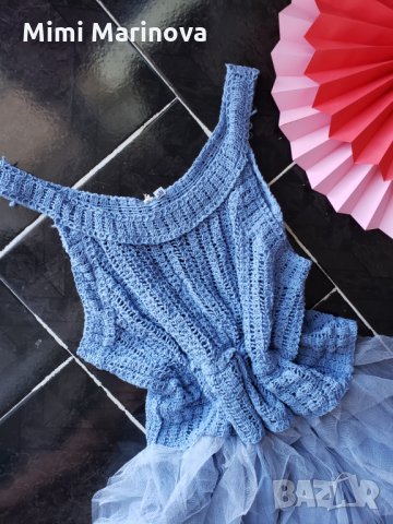 Раздвижена Рокля с кристален тюл и плетиво, снимка 4 - Рокли - 29858440