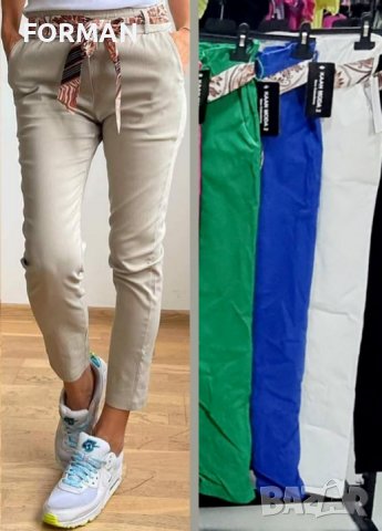 Панталони в 3 цвята - зелен, син, екрю