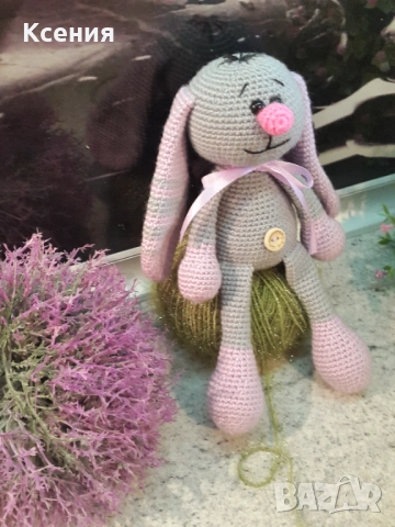 Плетена играчка Зайче, ръчно изработени, прекрасен подарък, снимка 3 - Плюшени играчки - 52062960