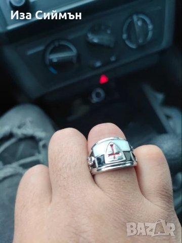 Сребърен пръстен тамплиер, снимка 3 - Пръстени - 35165665