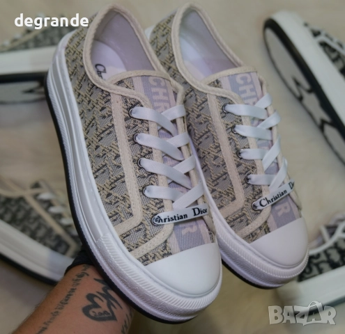 Дамски маратонки Dior Oblique Бежаво, снимка 2 - Маратонки - 51660888