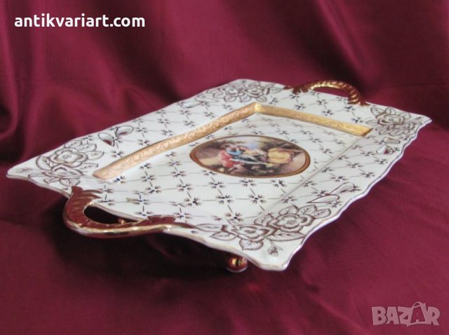 Винтич Голям Порцеланов Поднос Япония Маркиран, снимка 9 - Антикварни и старинни предмети - 31664165