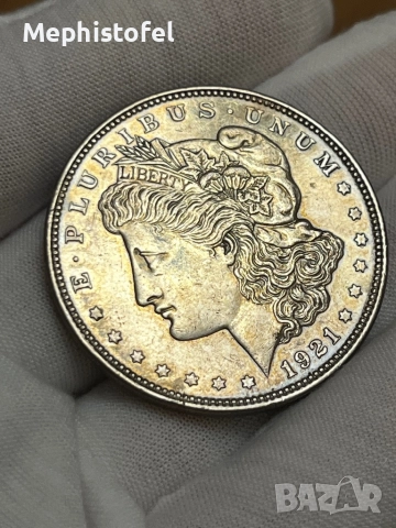 1 долар 1921 г, САЩ / Morgan Dollar - сребърна монета, снимка 4 - Нумизматика и бонистика - 52859760