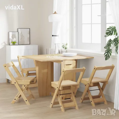 vidaXL Трапезен комплект пеперуда Corona 5 части сгъваем борово дърво, снимка 3 - Маси - 56146874